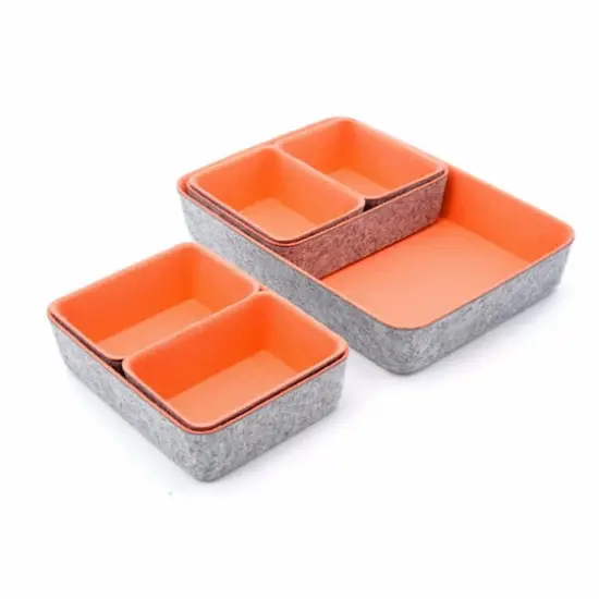 Welaxy Felt 7 Piece Drawer Organizer Tray Set Coral {9}