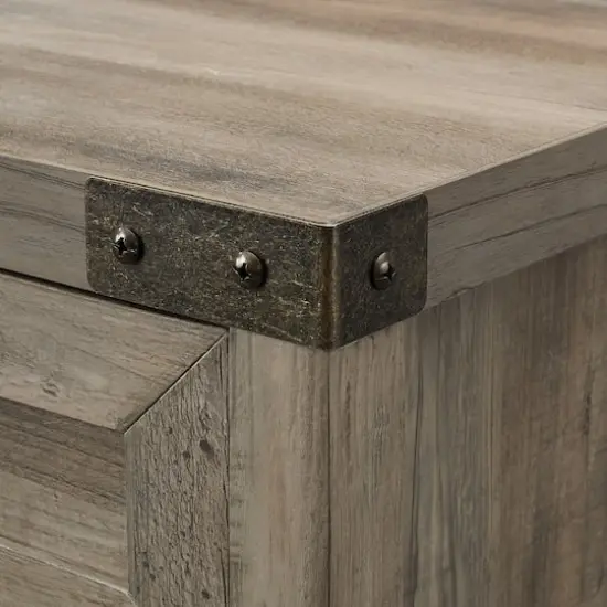 Walker Edison Gray Wash Farmhouse Barn Door Accent Cabinet {6}