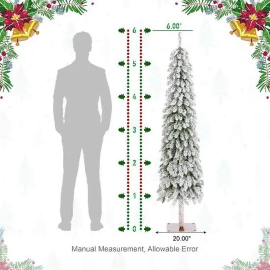Glitzhome&reg; 6ft Pre-Lit Flocked Artificial Christmas Tree, Warm White Lights {9}