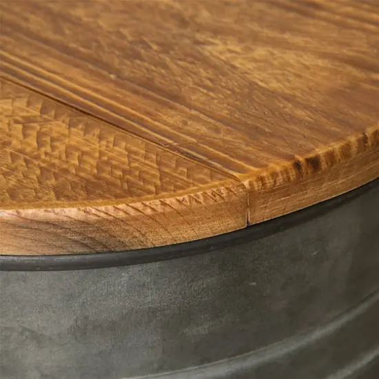 Glitzhome&reg; Farmhouse Metal & Wood Storage Seat Stool Set {5}