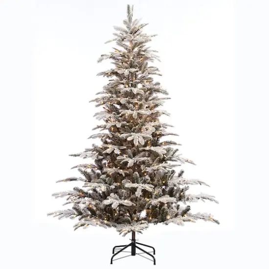 6.5ft. Pre-Lit Flocked Aspen Fir Artificial Christmas Tree, Clear Lights {1}
