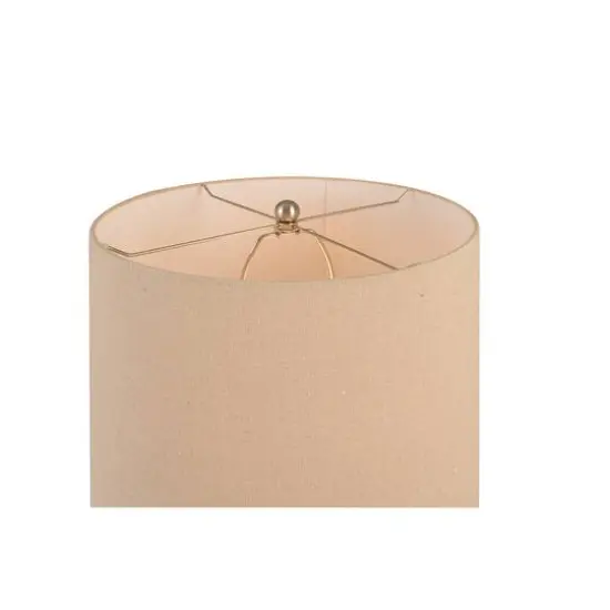 Hello Honey&reg; Silver Faux Bois Stoneware Table Lamp with Linen Shade {3}