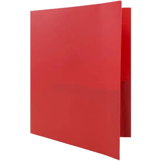 JAM Paper 9.5" x 11.5" Plastic 2 Pocket School POP Folders, 6ct. Red {6}
