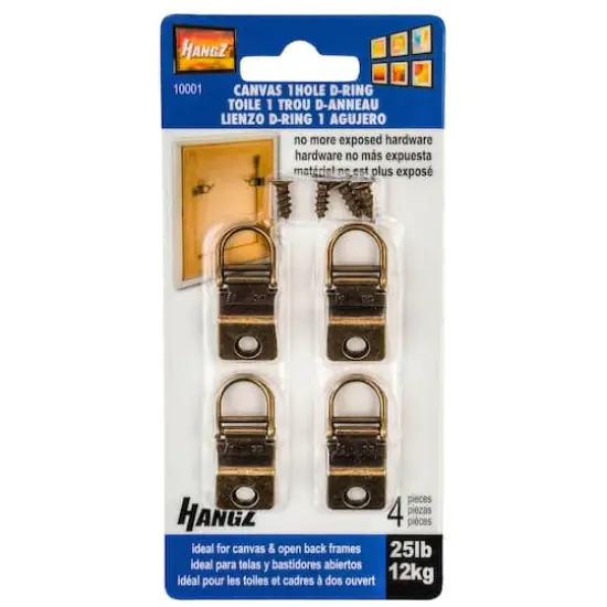 HangZ&trade; 25lb. Canvas Wire 1 Hole D Rings, 4ct. {1}
