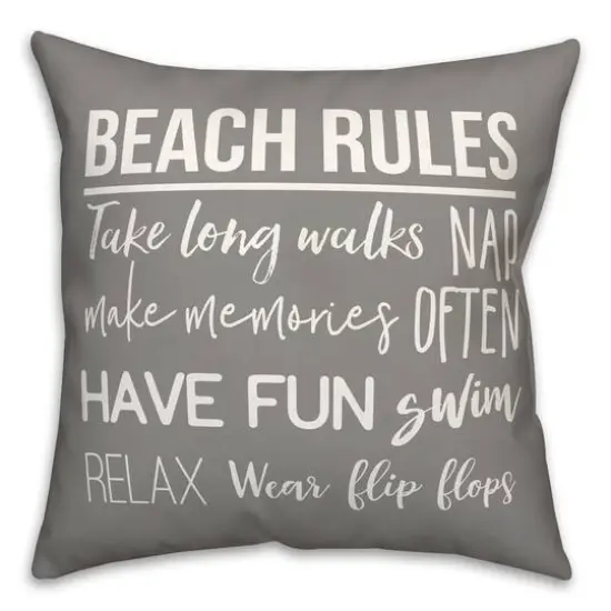 Beach Rules Throw Pillow Gray {1}