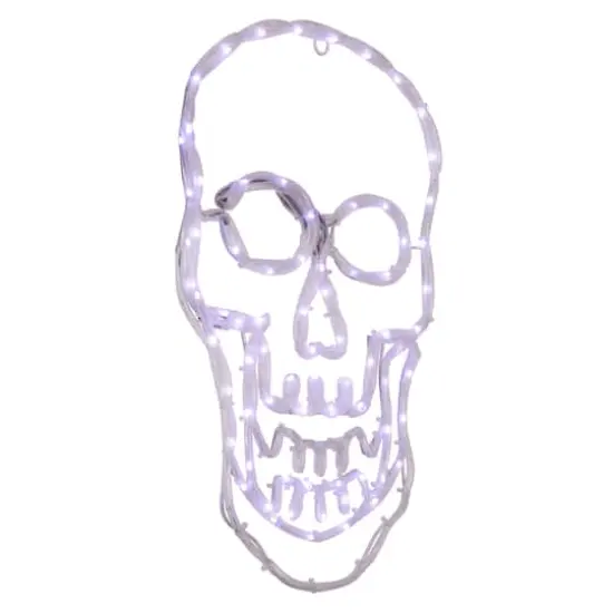 18" White Skull 4-Function LED Halloween Window Silhouette {5}
