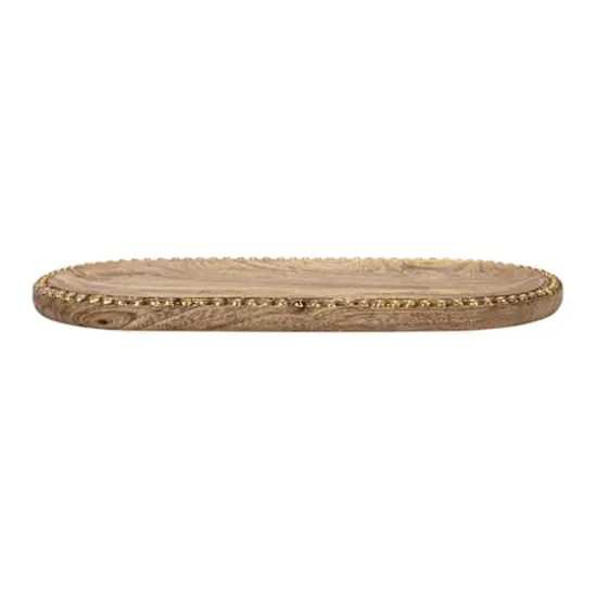 Hello Honey&reg; 16" Hand-Carved Mango Wood Tray with Wood Beads {6}