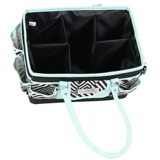 Everything Mary Teal Geometric Deluxe Store & Tote Craft Organizer {6}