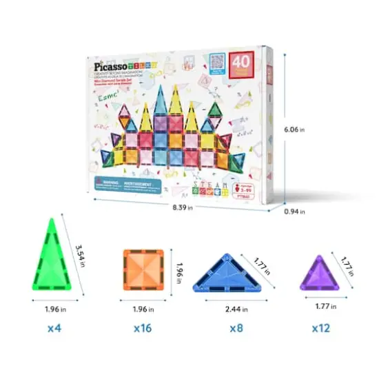 PicassoTiles&reg; 40-Piece Travel Size Building Block Tile Set {3}