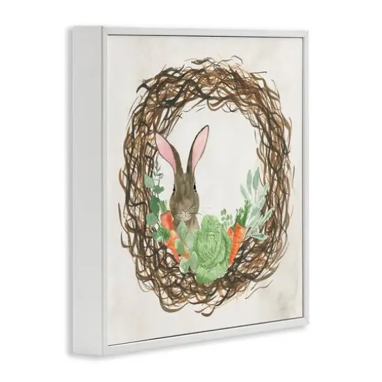 Stupell Industries Spring Easter Wreath Framed Giclee Art White {4}
