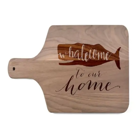17" Whalecome To Our Home Walnut Wood Paddle Cutting Board {1}