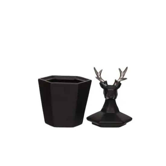 7.5" Black & Silver Reindeer Decorative Container by Ashland&reg; {4}