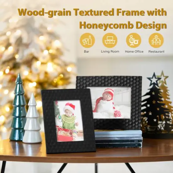 Glitzhome&reg; Black Honeycomb Resin Tabletop Picture Frame Set {6}