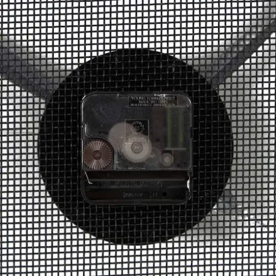 Industrial Black Metal & Gray Mesh Wall Clock {7}