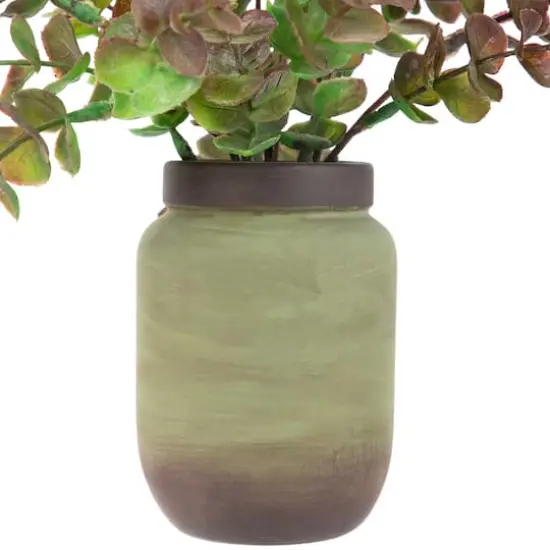 10" Real Touch&trade; Two-Toned Spring Eucalyptus Leaves in Ceramic Pot {5}