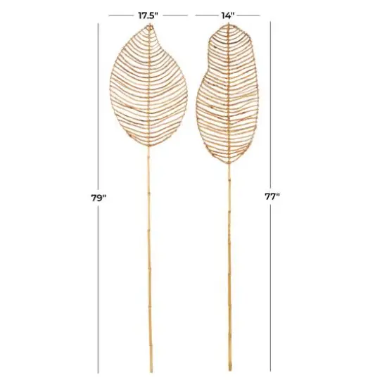 6.5ft. Light Brown Bamboo Palm Leaf Woven Foliage Set {6}