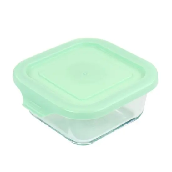Martha Stewart Square Glass Food Storage Container with Mint Lid {1}