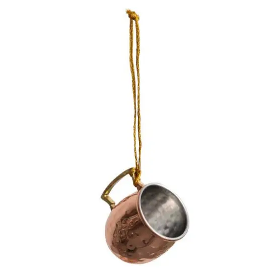 Hello Honey&reg; 2.5" Copper Finish Hammered Stainless Steel Mule Mug Ornament {5}