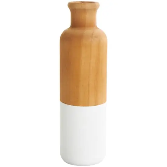 Brown Wood Colorblock Vase with White Bases Set {7}