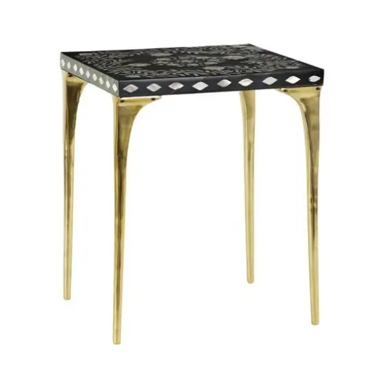20" Gold Eclectic Aluminum Accent Table {3}