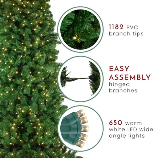 7.5ft. Pre-Lit Olympia Pine Artificial Christmas Tree, Warm White LED Lights {7}
