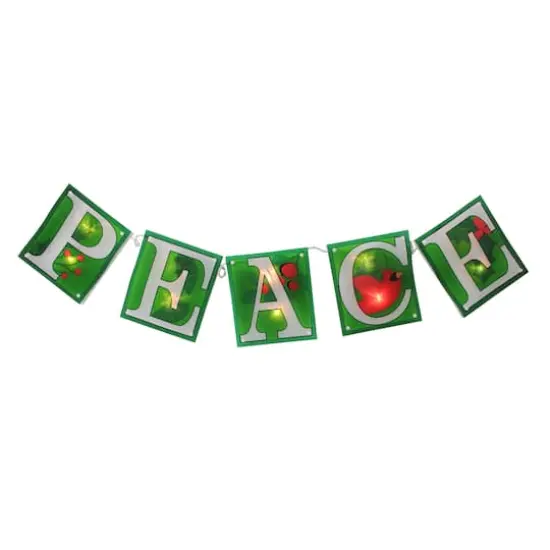 4.5ft. Shimmering Green Lighted Peace Garland {1}
