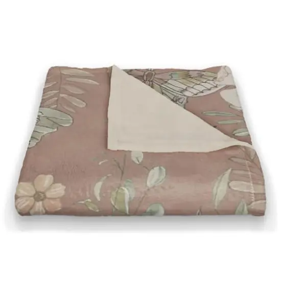 Butterflies Coral Fleece Blanket Maroon {3}