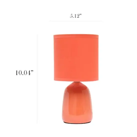 Simple Designs 10" Thimble Base Ceramic Table Lamp Orange {4}