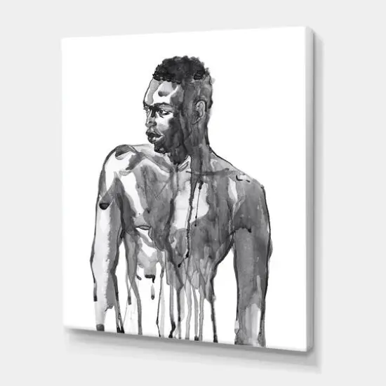 Designart - Handsome African Man Portrait On White I - Modern Canvas Wall Art Print {1}