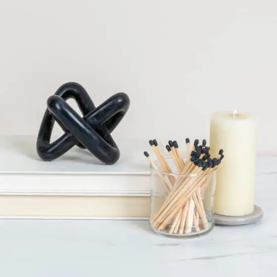 Hello Honey&reg; 3.5" Black Modern Decorative Marble Link Knot {3}