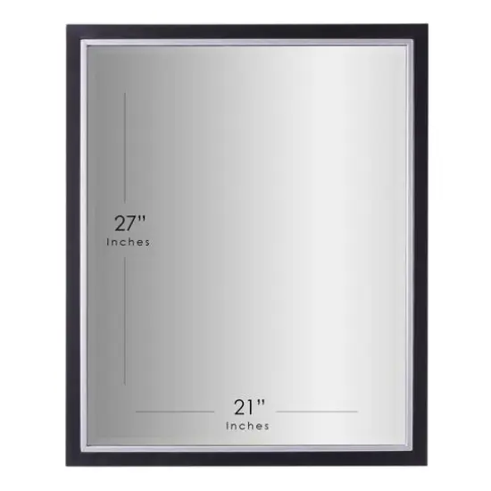 Head West Metal Framed Beveled Edge Rectangular Vanity Wall Mirror Brushed Black and Chrome {7}