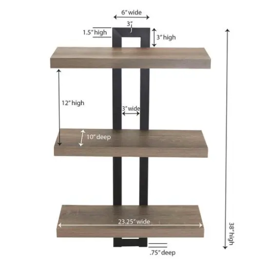 Household Essentials Jamestown 3-Tier Wall Shelf Brown {5}