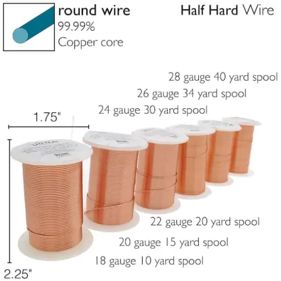 The Beadsmith&reg; Wire Elements&trade; Tarnish Resistant Medium Temper Assorted Gauge Wire Spools, 12ct. Copper {8}