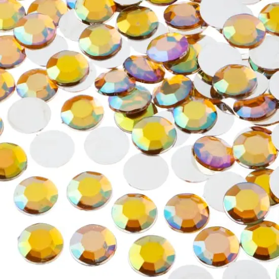 John Bead 12mm Acrylic Round Flat Back Rhinestones, 400ct. Gold AB {1}