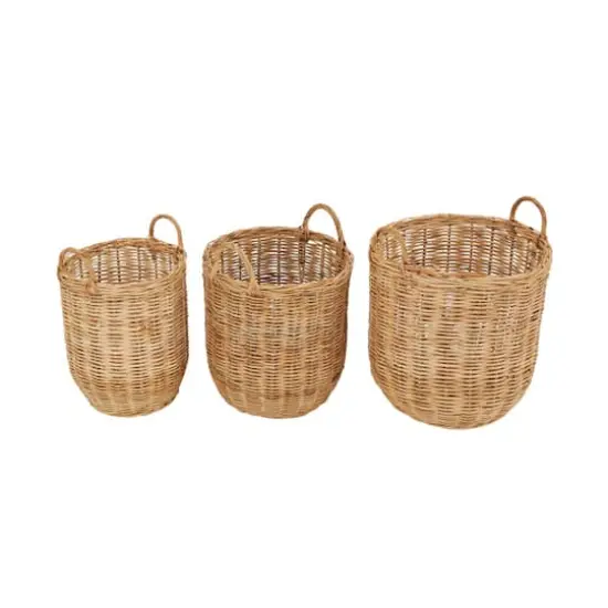 Hello Honey&reg; Natural Woven Rattan Storage Basket Set {3}