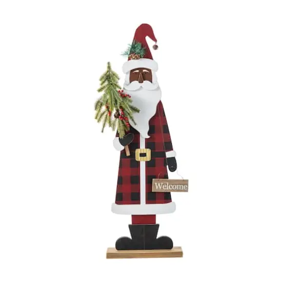 Glitzhome&reg; 35.75" Lighted Wooden Africa Santa Porch Decor with Timer {1}