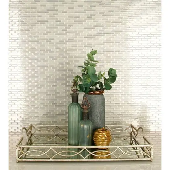 25'' Silver Metal Glam Tray {7}