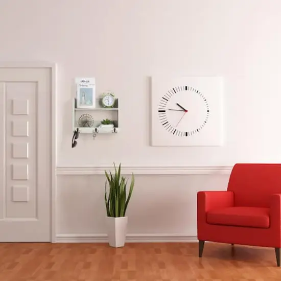 Rustic Wood Floating Storage Shelf with 3 Hooks Gray Green {6}