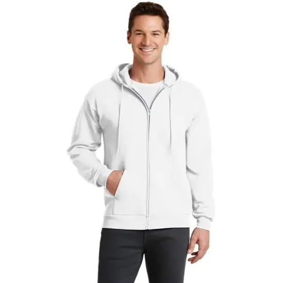 Port & Company® Neutrals Core Fleece Full-Zip Hooded Sweatshirt White {3}