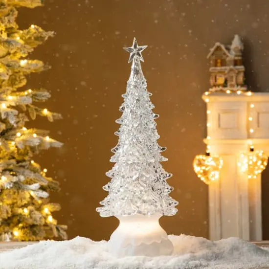 Glitzhome&reg; 18.5" Lighted Acrylic Rotating Christmas Table Tree {3}