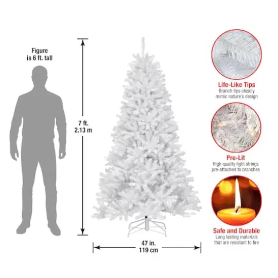7ft. Pre-Lit North Valley&reg; White Spruce Artificial Christmas Tree with Clear Lights {6}