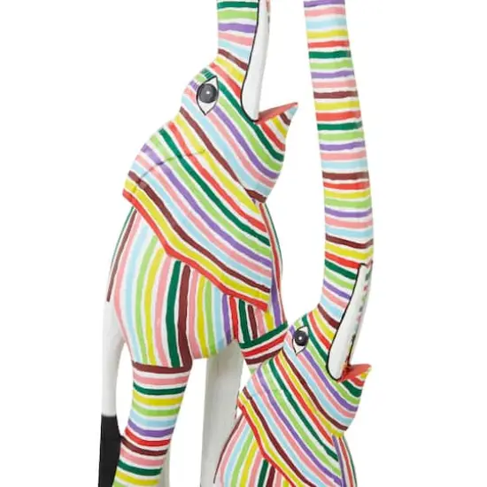 Multi ColoredWood Bohemian Elephant Sculpture, 10" x 5" x 59" {4}