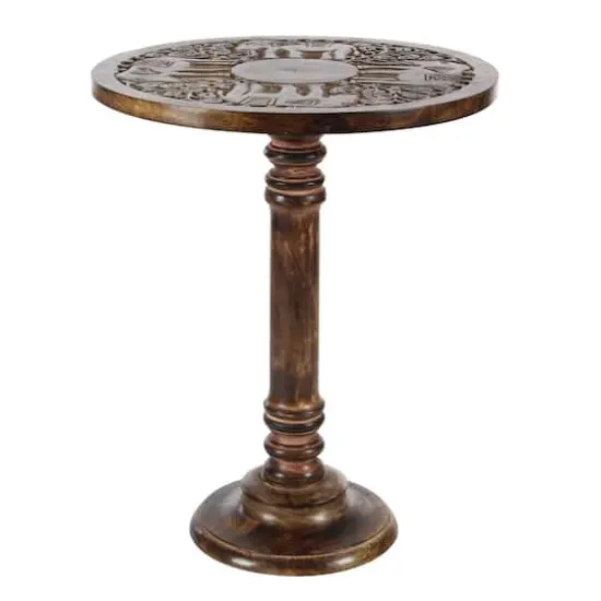 Brown Mango Wood Traditional Accent Table, 21" x 17" x 17" {1}