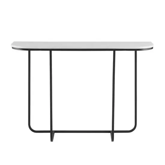 Walker Edison Faux White Marble/Black Modern Curved Entry Table {5}