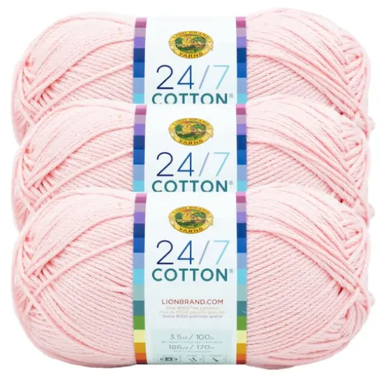 3 Pack Lion Brand&reg; 24/7 Cotton&reg; Yarn Pink Lemonade {1}