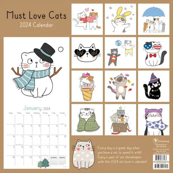 TF Publishing 2024 Must Love Cats Wall Calendar {3}