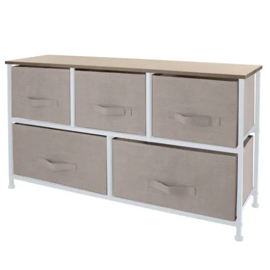 Simplify 5 Drawer Storage Dresser Beige {9}