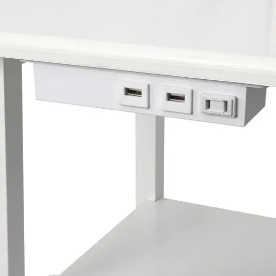 Simple Designs 57" 2 Tier Floor Lamp with USB & Outlet White {9}