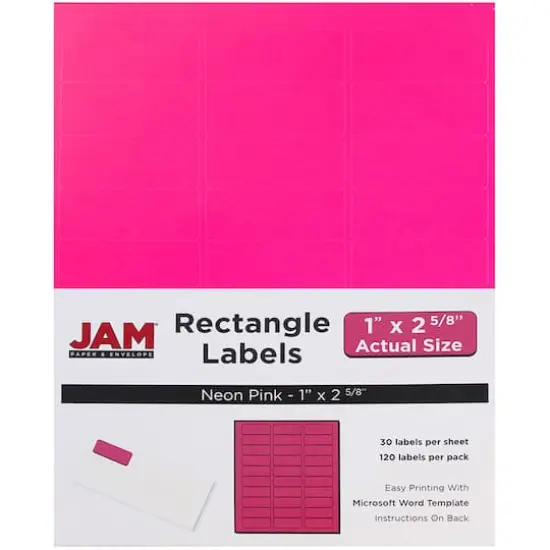 JAM Paper Circular Seal & Rectangular Mailing Address Label Combo Set Neon Pink {4}