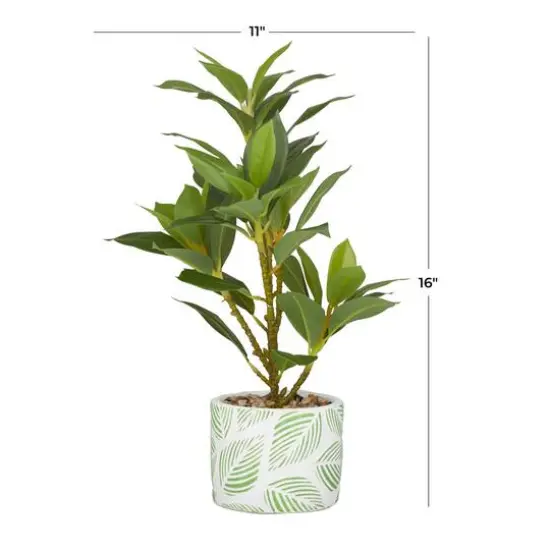 16" Potted White PVC Coastal Evergreen Artificial Foliage {8}